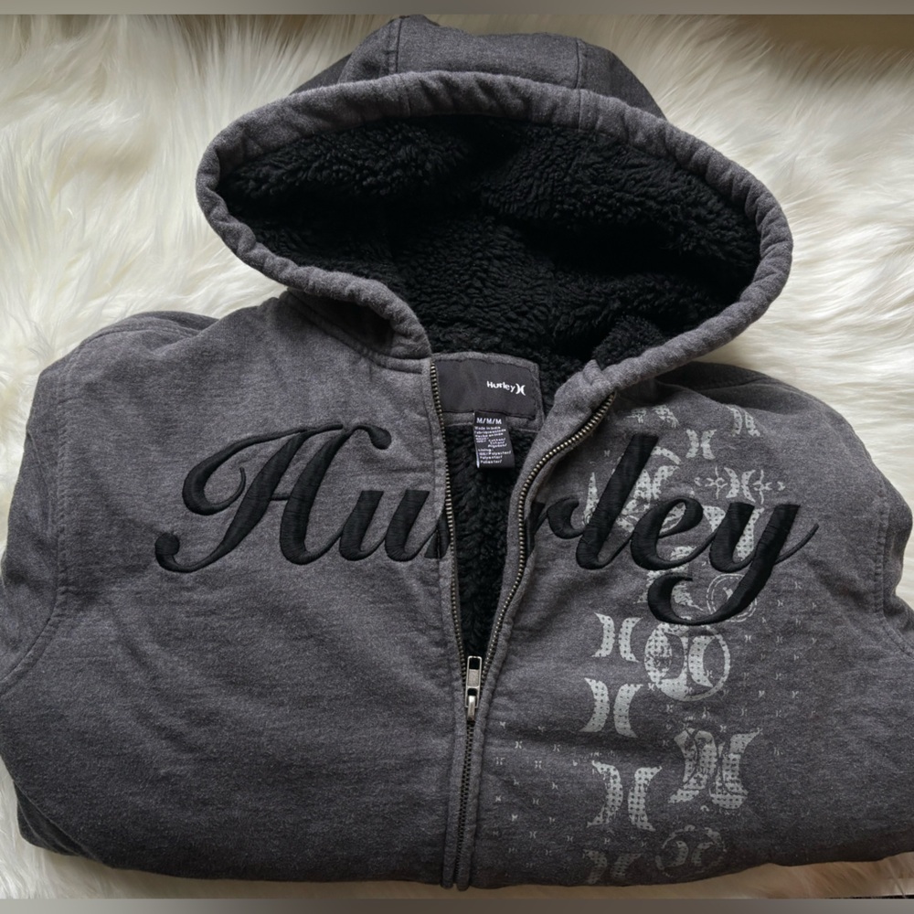 Vintage Hurley Fur lined Hoodie UNISEX